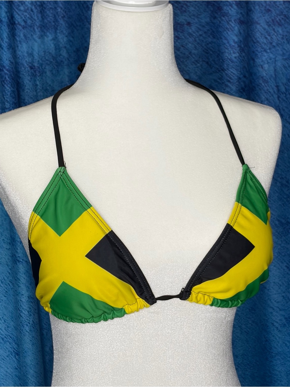 Jamaica Flag Triangle Bikini Top - Green, Yellow, Black